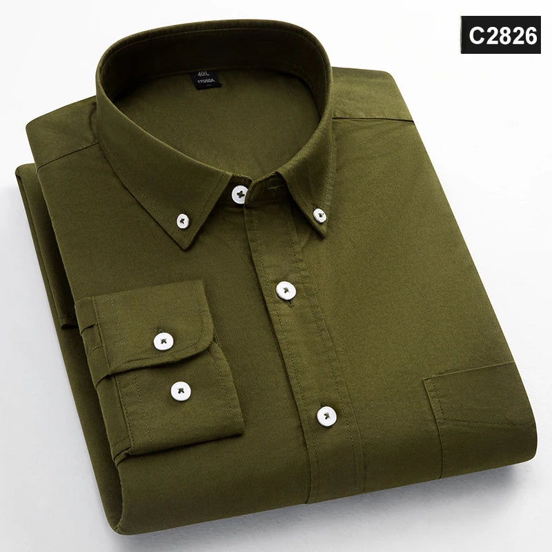 Men's Plain Cotton Oxford Shirt With Chest Pocket. 100% cotton Oxford fabric.