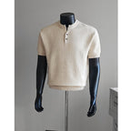 Men's Textured Short-Sleeve Knit Henley. Textured knit.