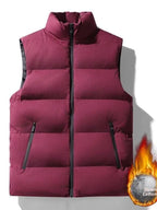 Men's Broad-Quilted Padded Winter Gilet. Broad horizontal quilting.