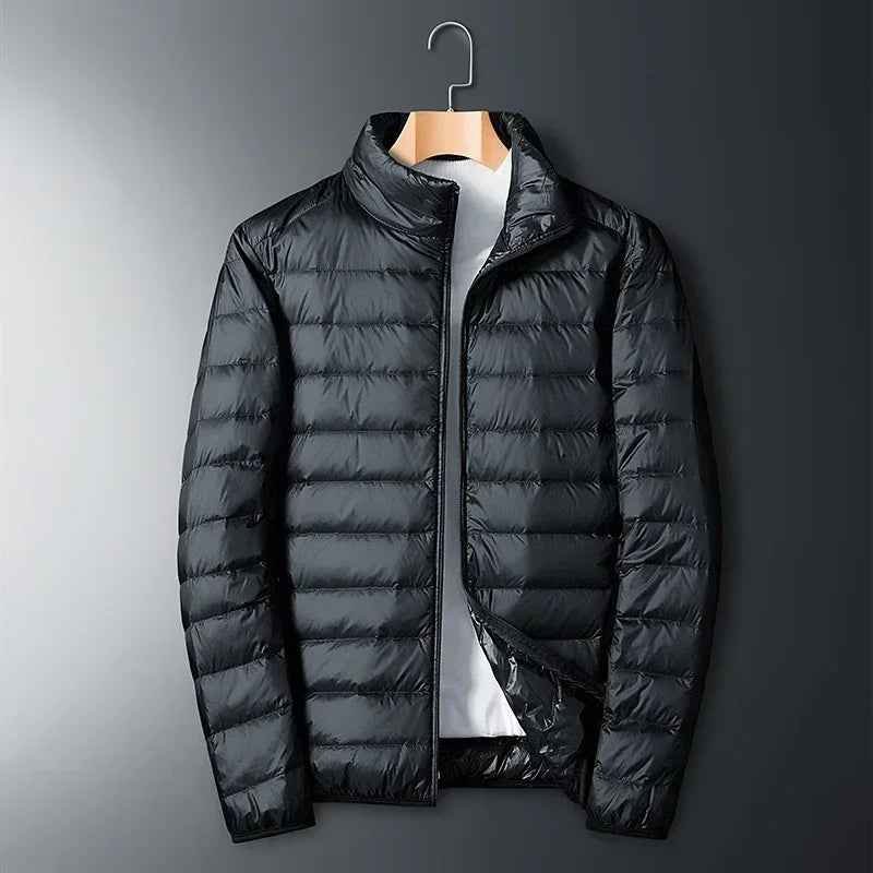 Men's Lightweight Stand-Collar Puffer Jacket. Lightweight quilted construction.