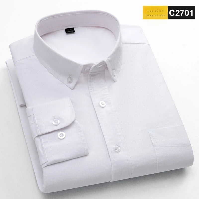 Men's Plain Cotton Oxford Shirt With Chest Pocket. 100% cotton Oxford fabric.