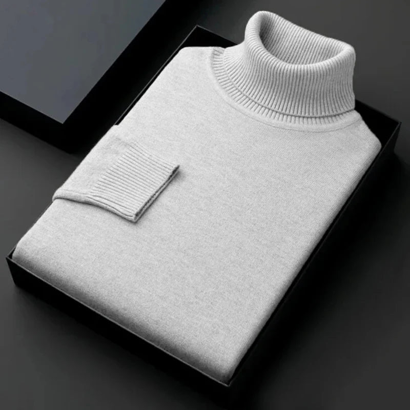 Men's Essential Ribbed Roll-Neck Jumper. Folded ribbed roll neck.
