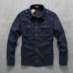 Men's Washed Cotton Safari Jacket. Button front and point collar.