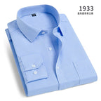 Men's Classic Stripe & Plain Pocket Shirt. Cotton-polyester blend.
