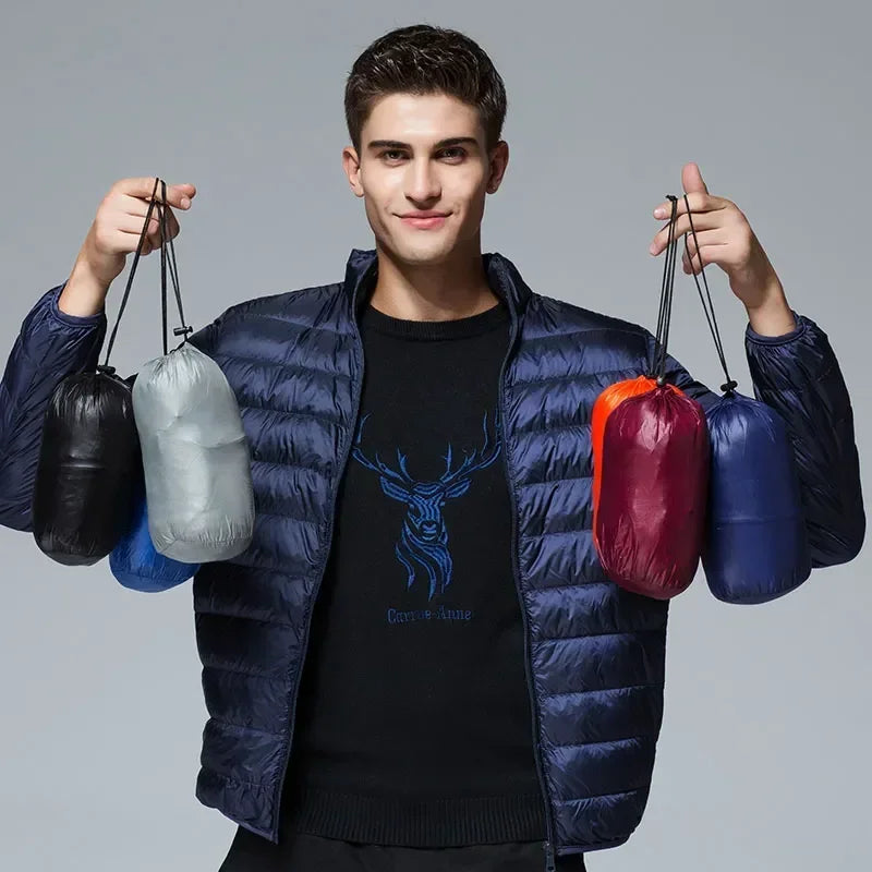 Men's Lightweight Stand-Collar Puffer Jacket. Lightweight quilted construction.