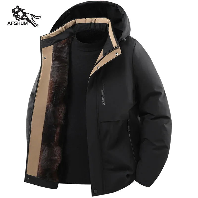 Men's Soft-Lined Hooded Winter Jacket. Hooded design.