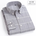 Men's Cotton Check & Stripe Button-Down Shirt. Button-down collar and button front.