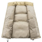 Men's Cord-Panel Puffer Gilet. Cord-textured yoke and collar.