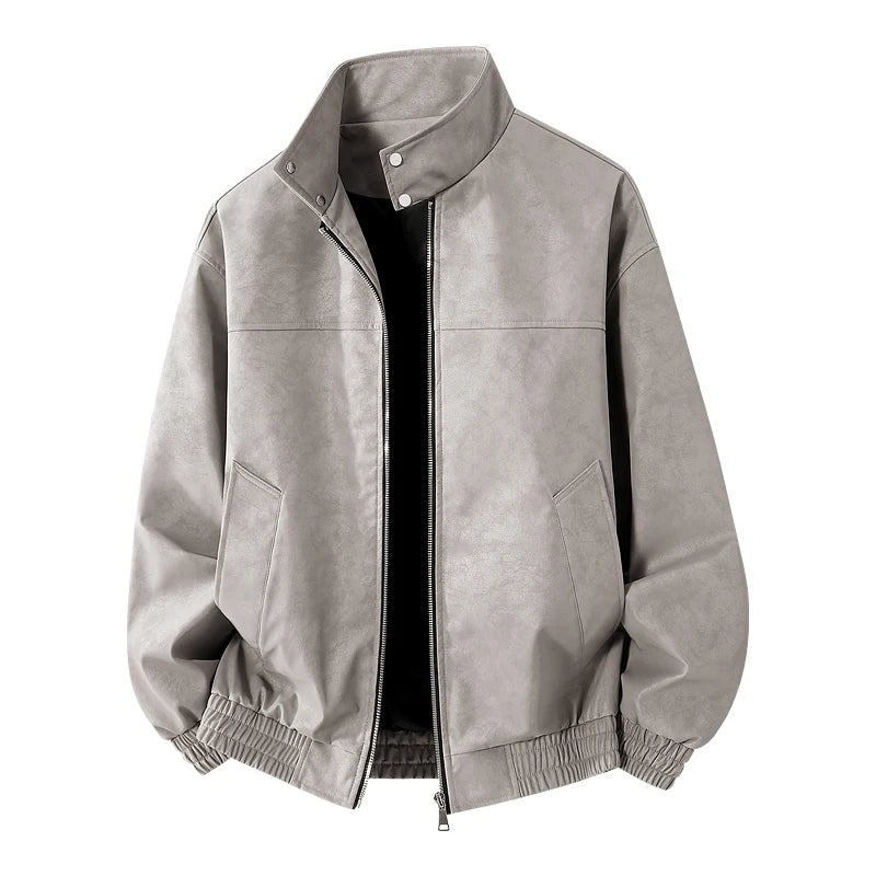 Men's Suede-Look Snap-Collar Zip Jacket. Suede-look surface.