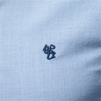 Men's Cotton Grandad-Collar Contrast Shirt. Grandad collar.