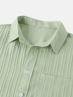Men's Textured Short-Sleeve Button Shirt. Textured finish.