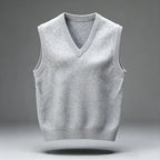 Men's Rib-Trim V-Neck Knit Vest. Sleeveless pullover design.
