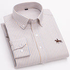 Men's Cotton Oxford Shirt in Plain, Stripe & Check. Oxford cotton fabric.