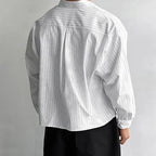 Men's Relaxed Long-Sleeve Pinstripe Shirt. Fine vertical pinstripes.