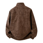 Men's Suede-Look Snap-Collar Zip Jacket. Suede-look surface.
