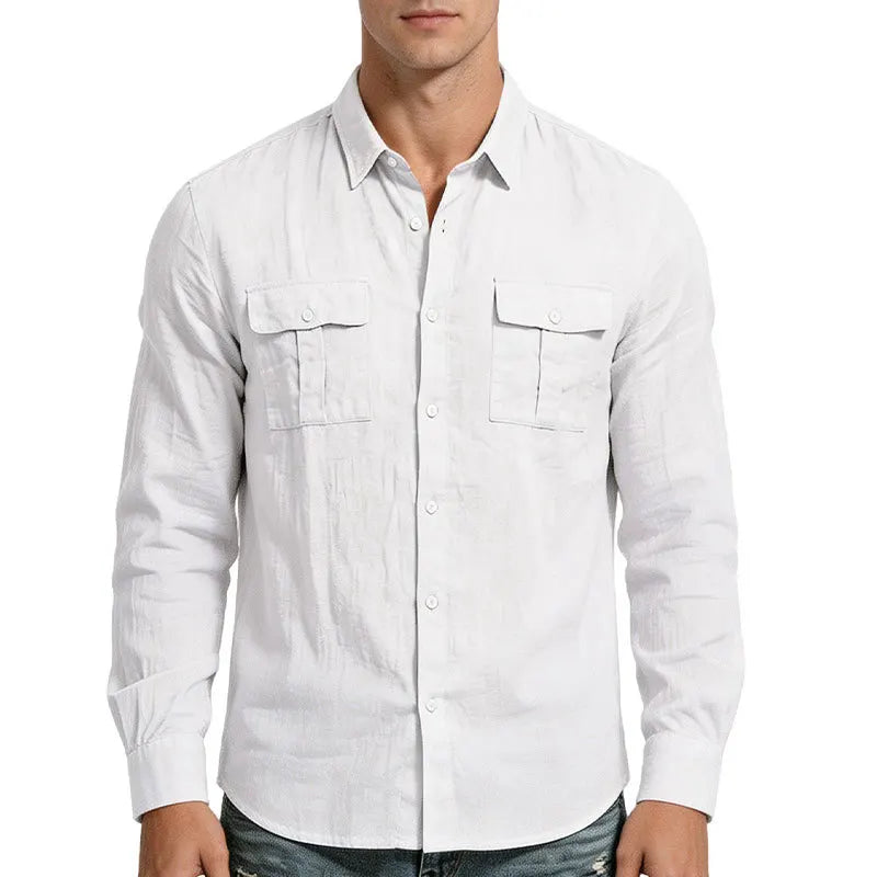 Men's Textured Twin-Pocket Utility Shirt. Textured fabric.