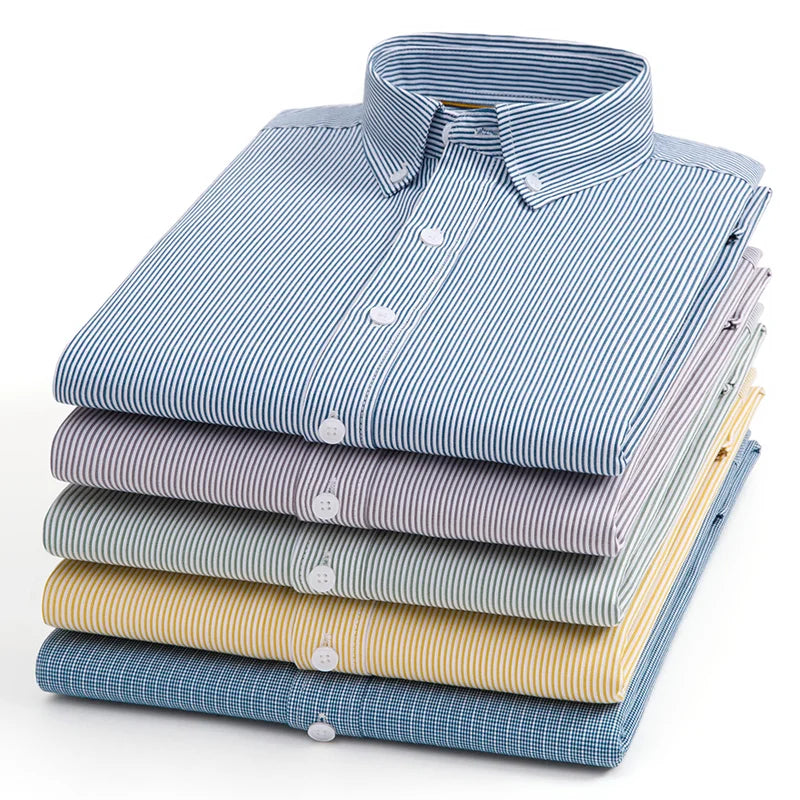 Men's Cotton Fine-Stripe & Check Shirt. 100% cotton.