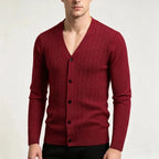 Men's Cable-Knit V-Neck Cardigan. Cable-knit texture.