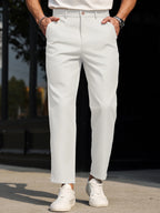 Men's Slim Ankle-Length Dress Trousers. Polyester fabric.