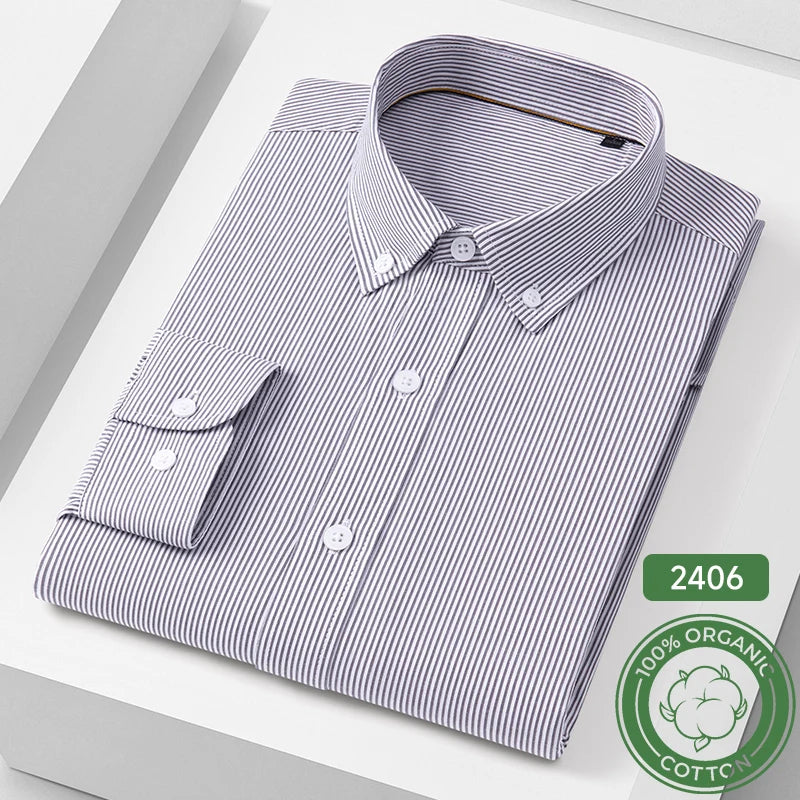Men's Cotton Fine-Stripe & Check Shirt. 100% cotton.
