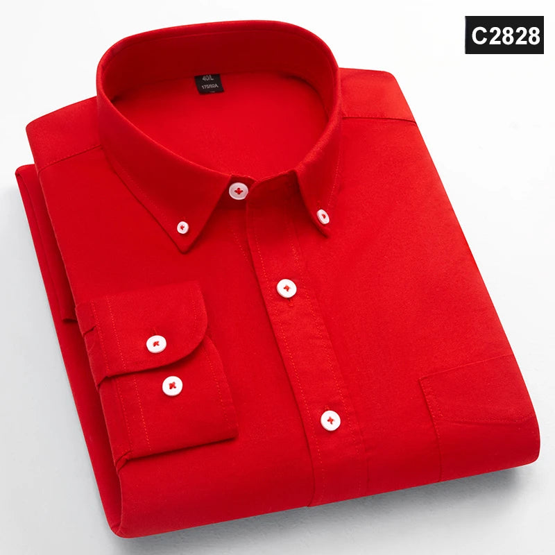 Men's Plain Cotton Oxford Shirt With Chest Pocket. 100% cotton Oxford fabric.