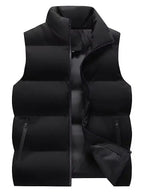 Men's Broad-Quilted Padded Winter Gilet. Broad horizontal quilting.