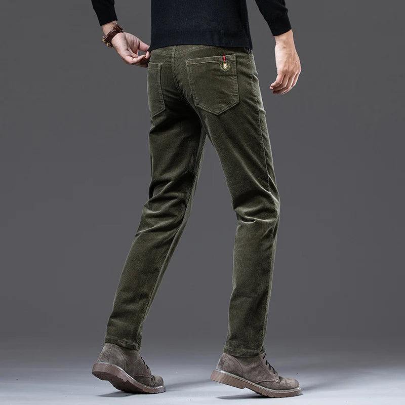 Men's Straight Corduroy Trousers. Fine corduroy texture.