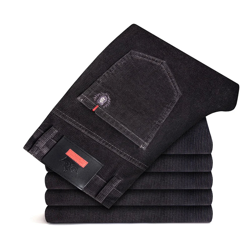 Men's Straight Corduroy Trousers. Fine corduroy texture.