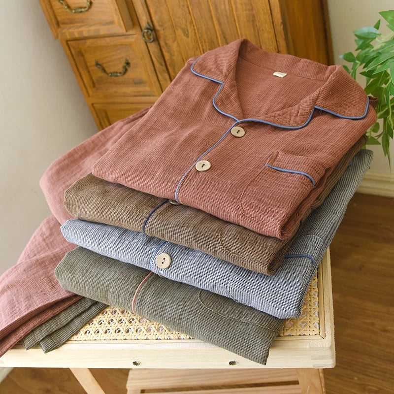 Men's Double-Gauze Cotton Pyjama Set. Double-gauze cotton.