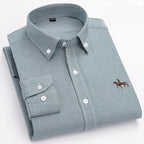 Men's Cotton Oxford Shirt in Plain, Stripe & Check. Oxford cotton fabric.