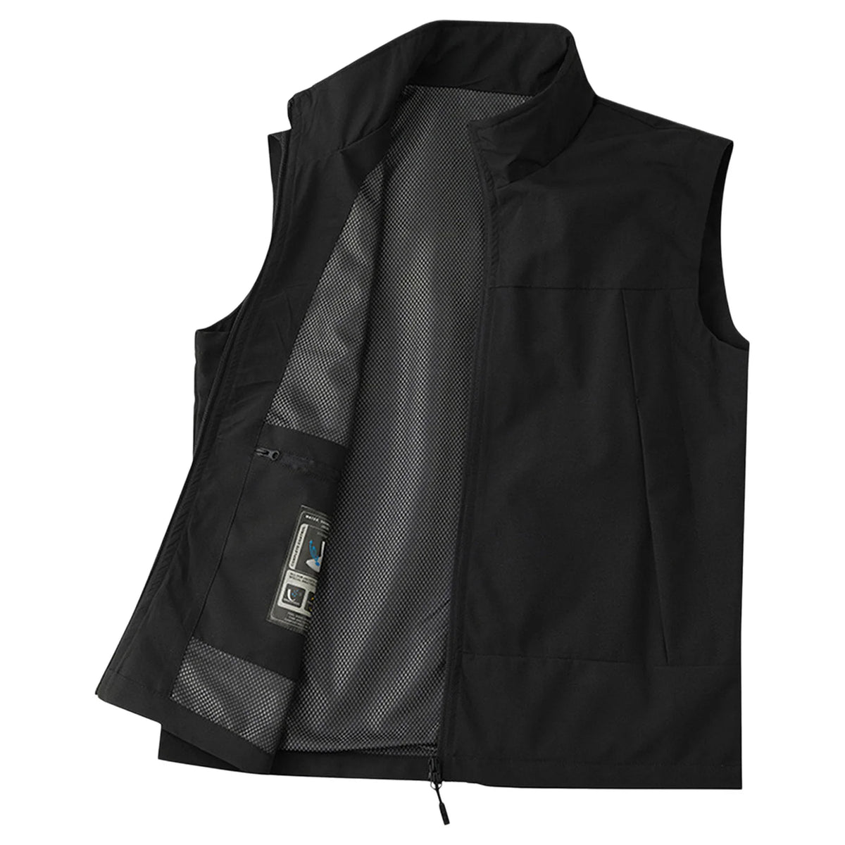 Men's Stand-Collar Zip-Front Golf Gilet. Stand collar.
