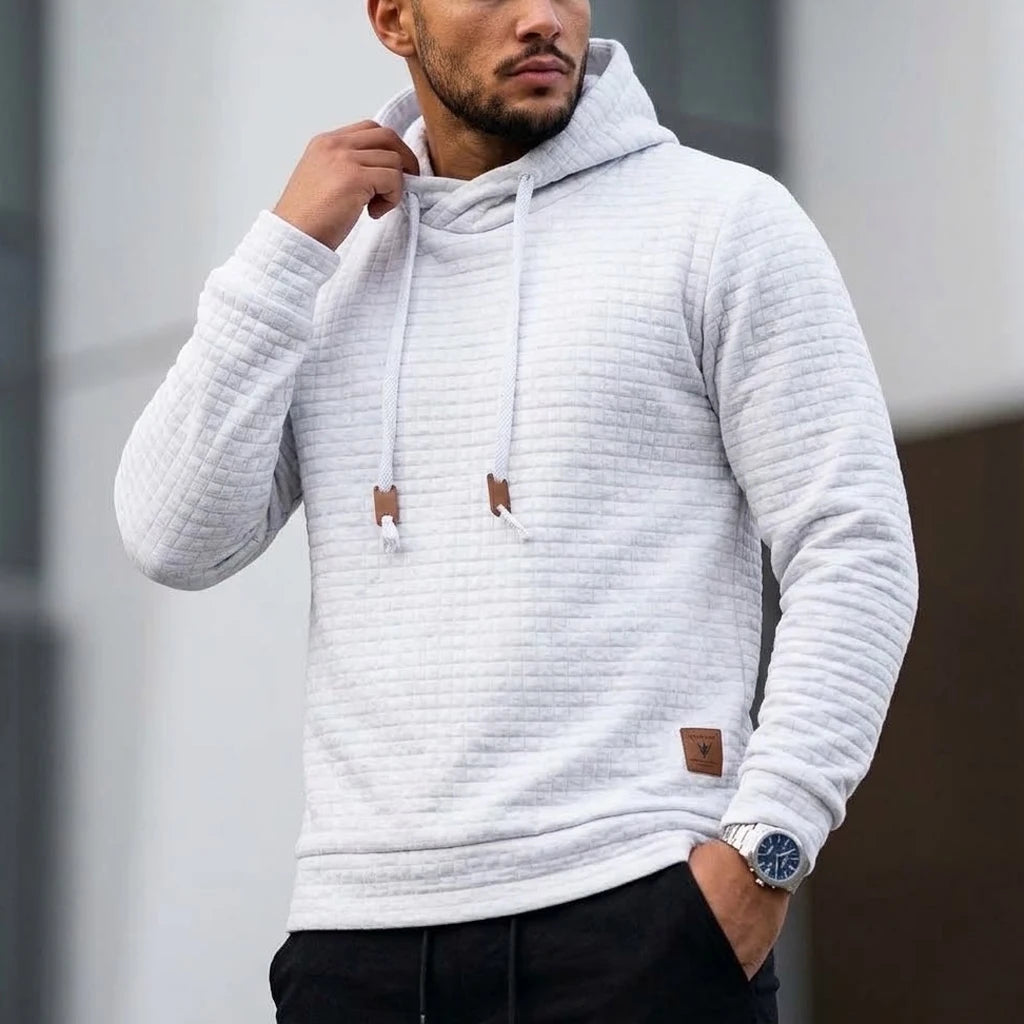 Men's Textured Waffle Pullover Hoodie. Textured waffle finish.