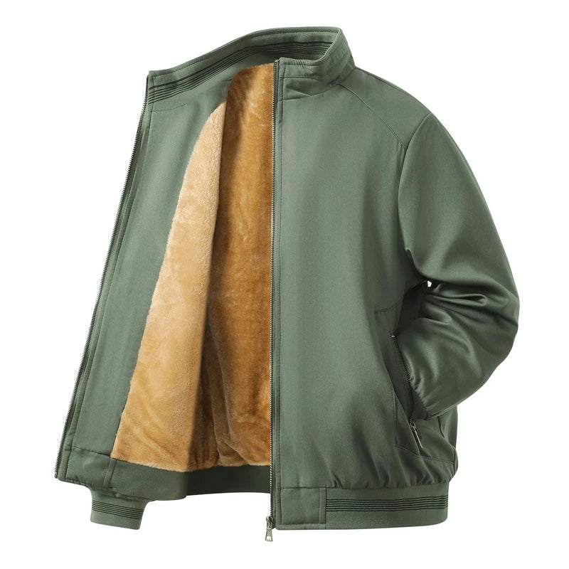 Men's Fleece-Lined Rib-Trim Bomber Jacket. Fleece lining.