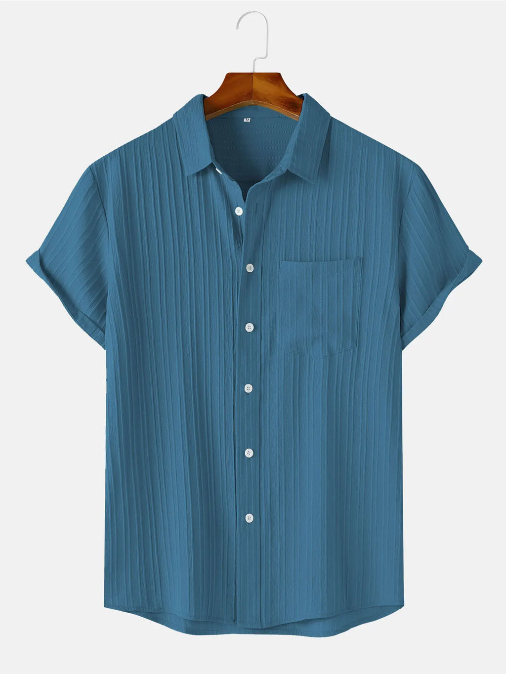 Men's Textured Short-Sleeve Button Shirt. Textured finish.