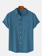 Men's Textured Short-Sleeve Button Shirt. Textured finish.