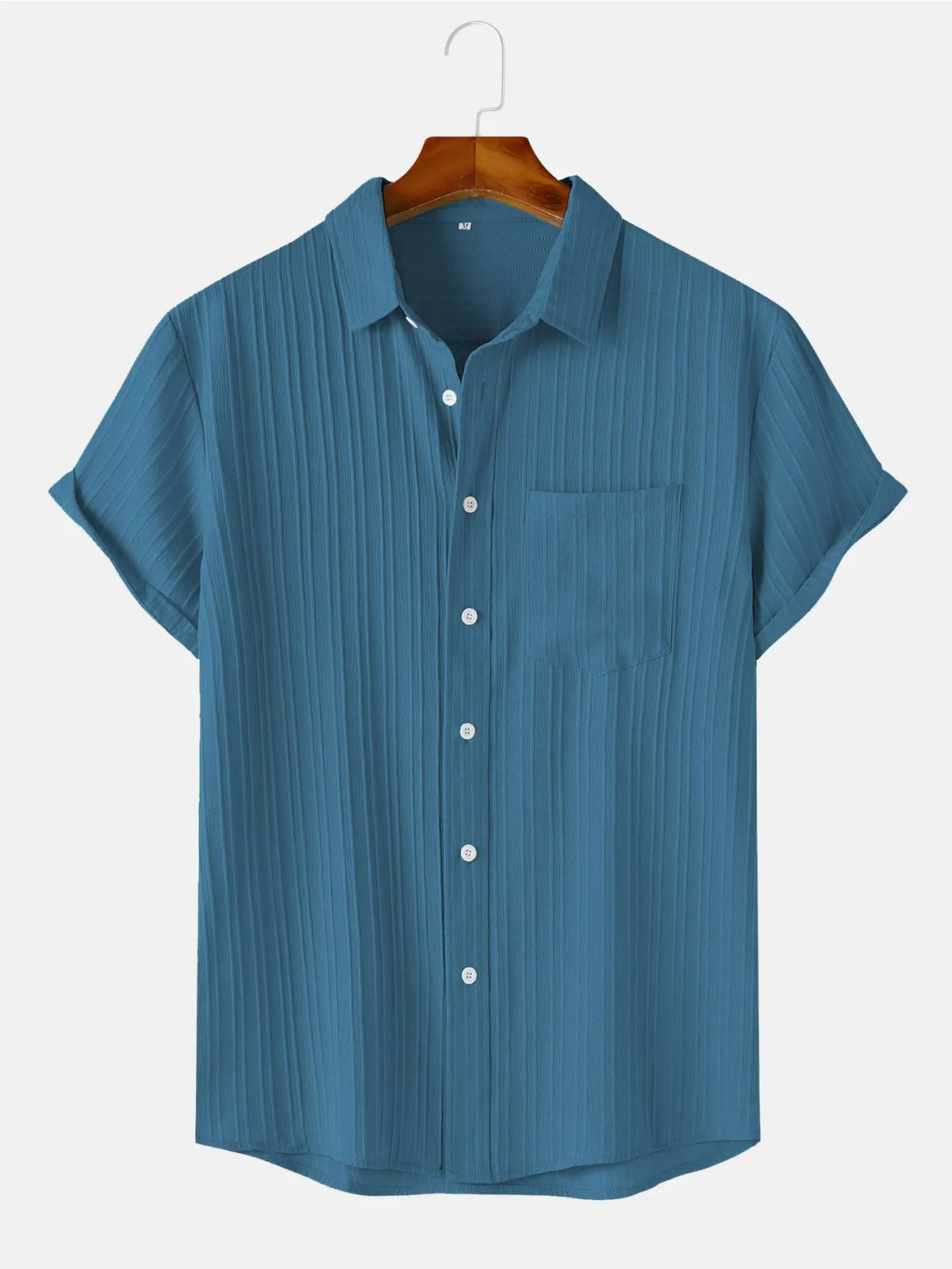 Men's Textured Short-Sleeve Button Shirt. Textured finish.