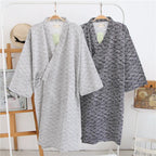Men's Patterned Cotton Gauze Robe. Cotton gauze.