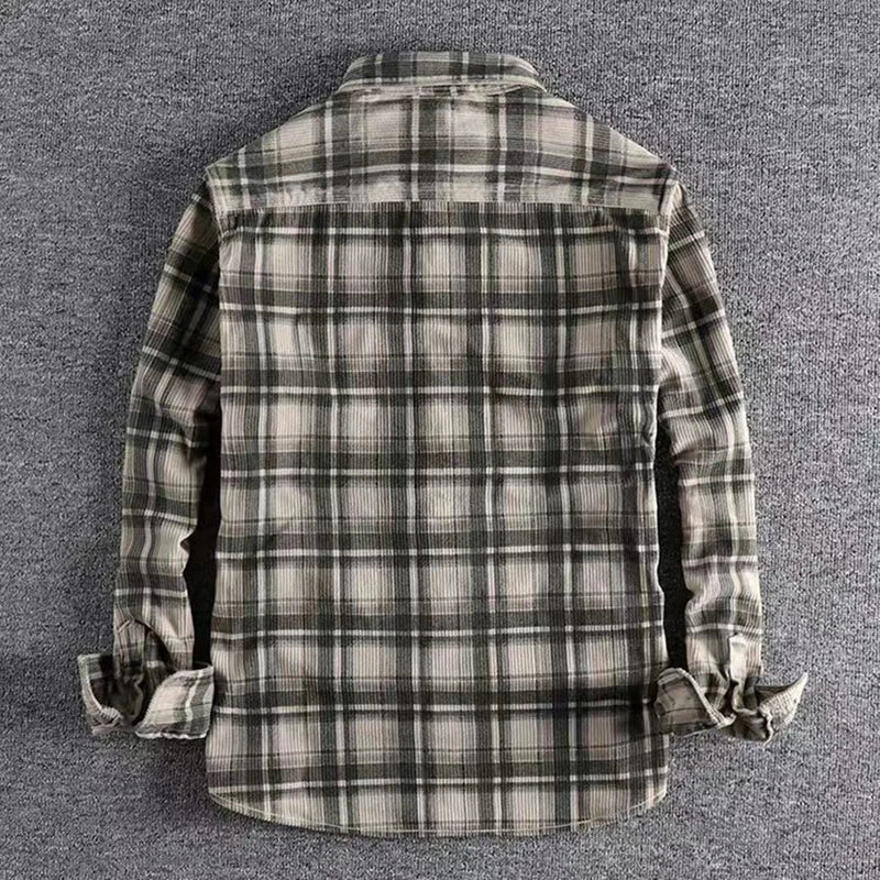 Men's Cotton Checked Corduroy Shirt. Cotton corduroy.