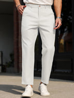Men's Slim Ankle-Length Dress Trousers. Polyester fabric.