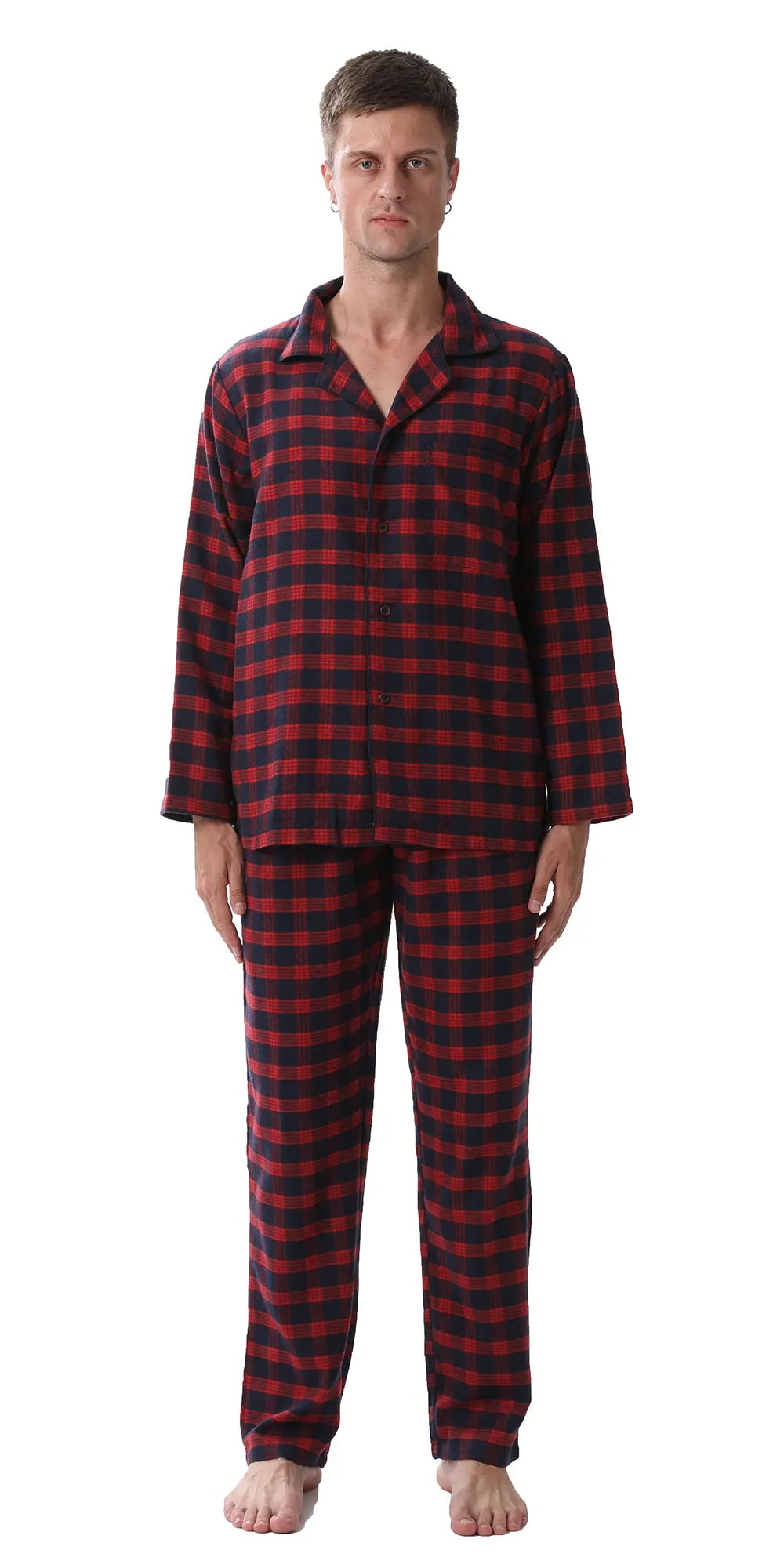 Men's Cotton-Blend Flannel Check Pyjamas. Cotton-polyester flannel.