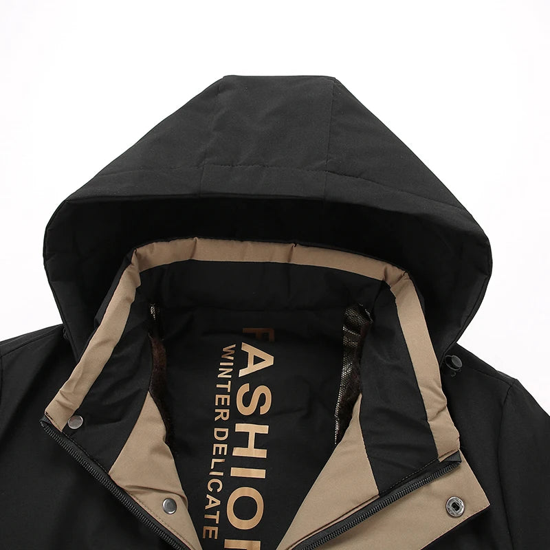 Men's Soft-Lined Hooded Winter Jacket. Hooded design.