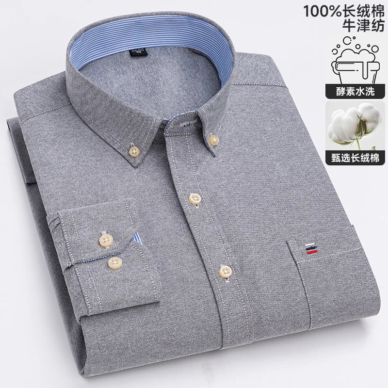 Men's Long-Sleeve Button-Down Oxford Shirt. 100% cotton Oxford fabric.
