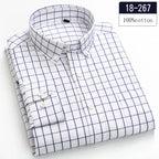 Men's Cotton Check & Stripe Button-Down Shirt. Button-down collar and button front.