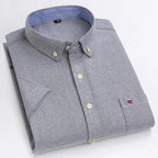 Men's Short-Sleeve Cotton Oxford Shirt. Oxford cotton fabric.
