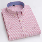 Men's Short-Sleeve Cotton Oxford Shirt. Oxford cotton fabric.