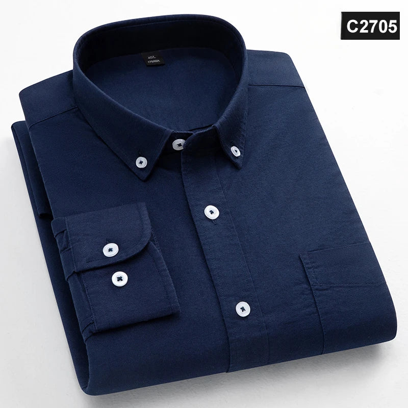 Men's Plain Cotton Oxford Shirt With Chest Pocket. 100% cotton Oxford fabric.