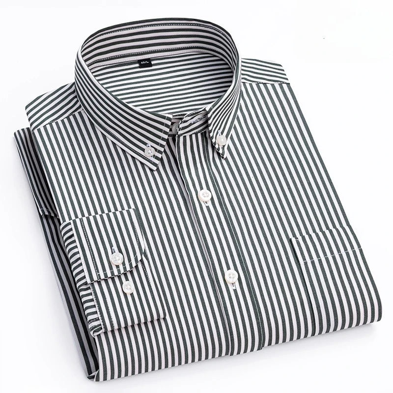 Men's Cotton Stripe & Check Collar Shirt. 100% cotton.
