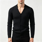 Men's Cable-Knit V-Neck Cardigan. Cable-knit texture.