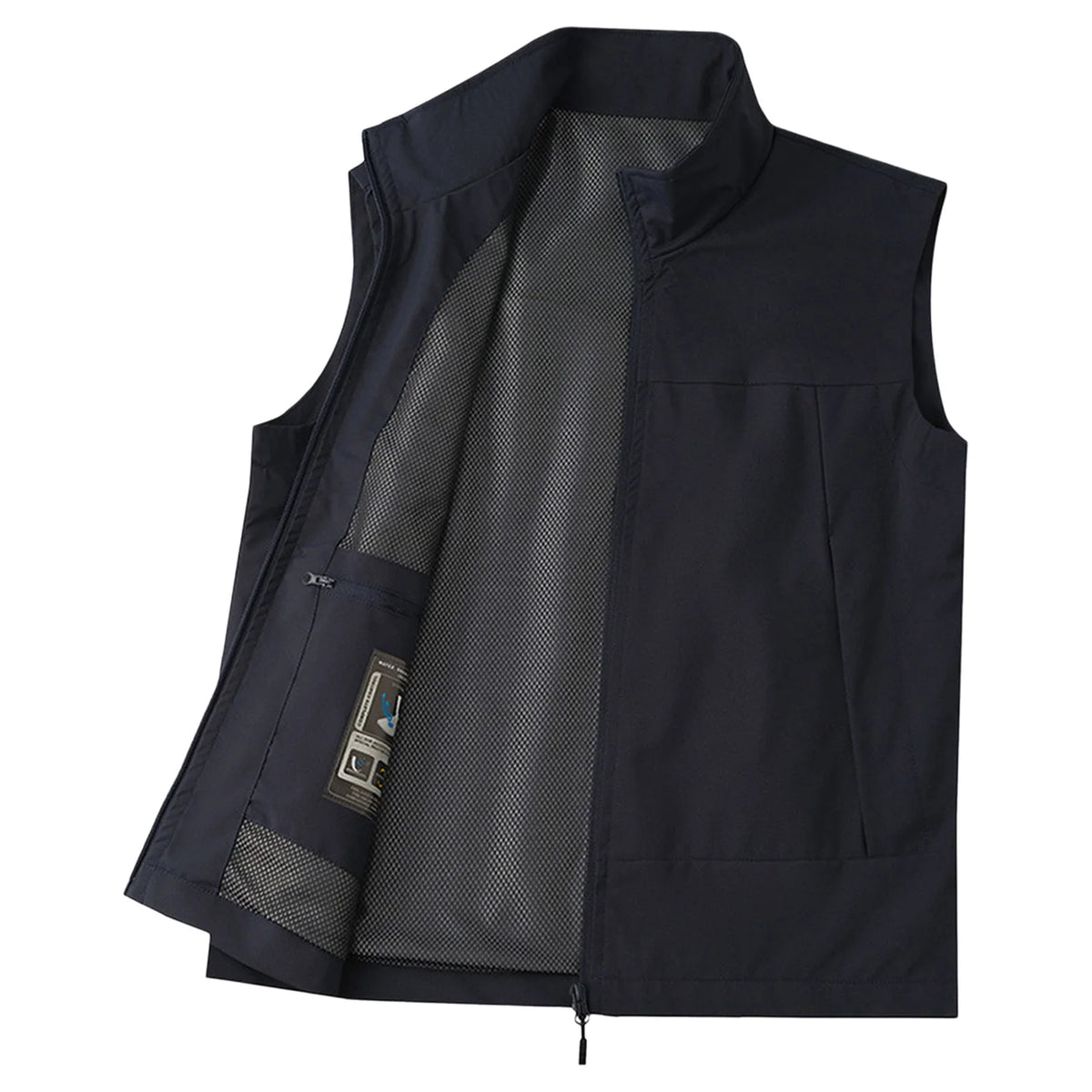 Men's Stand-Collar Zip-Front Golf Gilet. Stand collar.