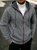 Men's Marl Fleece-Lined Zip Hoodie. Heather marl knit exterior.